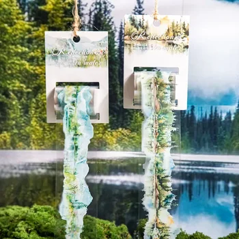 Mr. Paper 산림 풍경 빙산 눈 강 테마 테이프 스티커, 콜라주 스크랩북 노트북 일기 문구 스티커, 200cm/롤