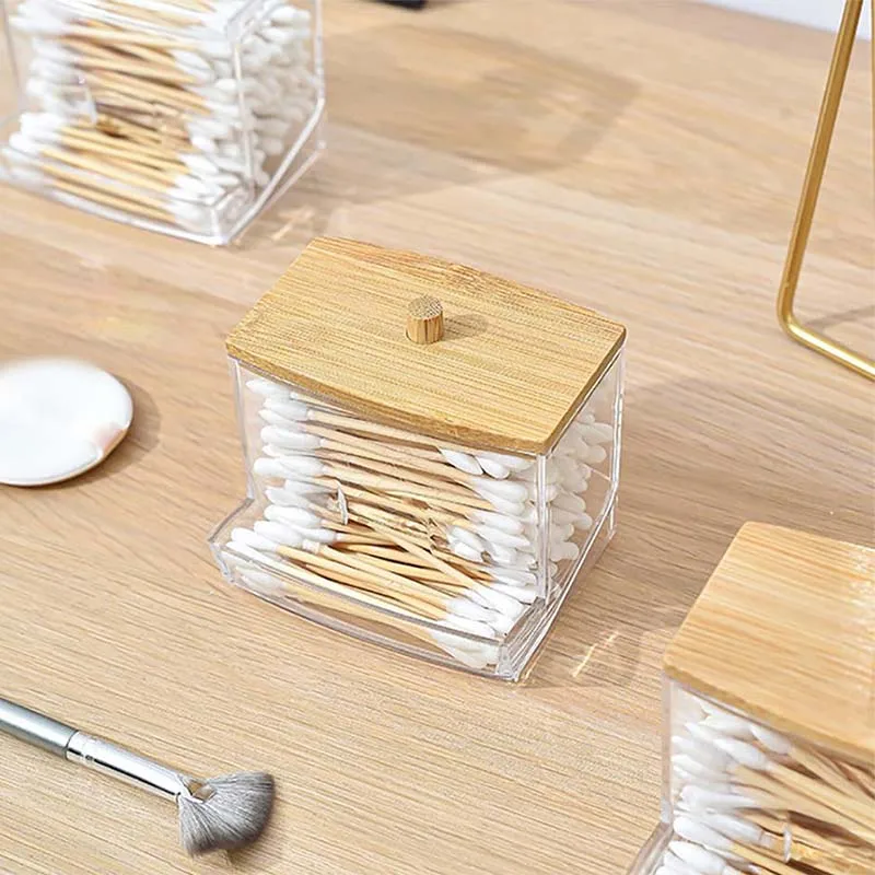Cotton Swab Storage Box Dispenser Cotton Pad Holder with Lid, Bathroom Storage Container Art Supply Storage Box and Organizer