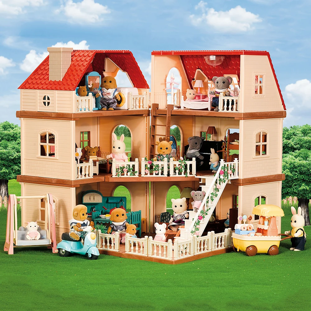 Poppenhuis Miniatuur 1:12 Schaal Bos Familie Bunny Villa Huis Winkelcentrum Keuken Voedsel Accessoires Simulatie Set Meisje Geschenken