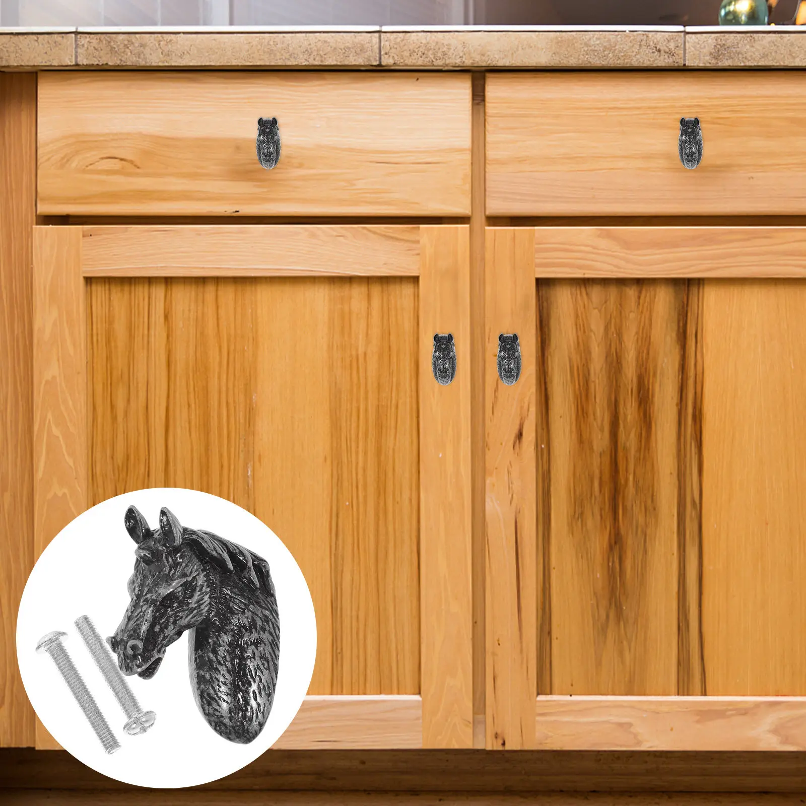 Creative Animal Shape Horse Head Knobs Sturdy Modern Cabinet Pulls for Kitchen Bedroom Bathroom Dresser Desk Closet Door