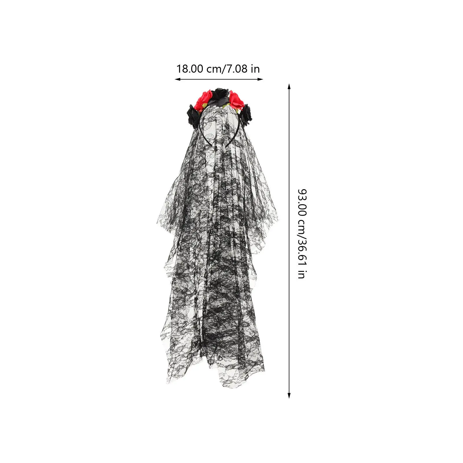Halloween Hair Clasp Unique Design Suitable for Party Travel Daily Use Long Veil Rose Headband Photo Prop Day of The Dead