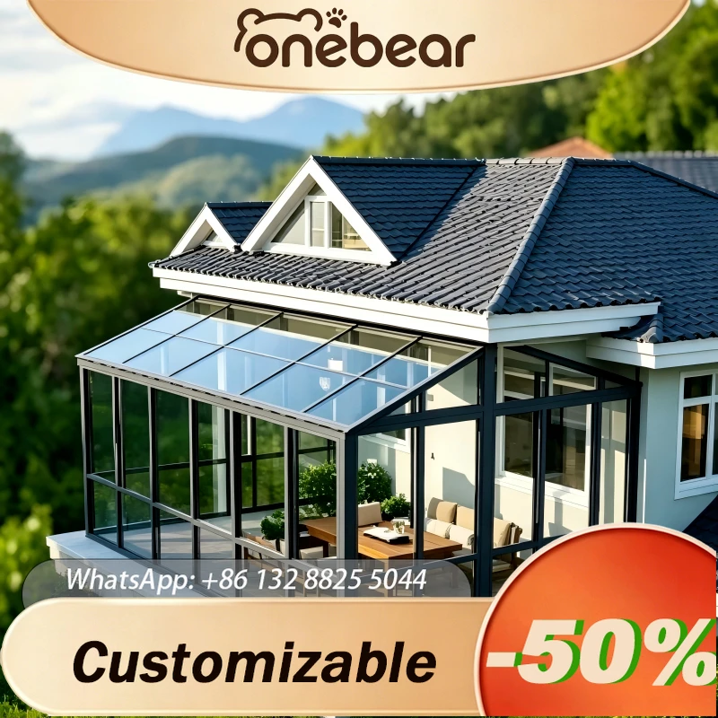 Any Size Custom Aluminum Structure Tempered Glass Sunroom Outdoor Patio Enclosure Kit Four Season Living Room Space Extension