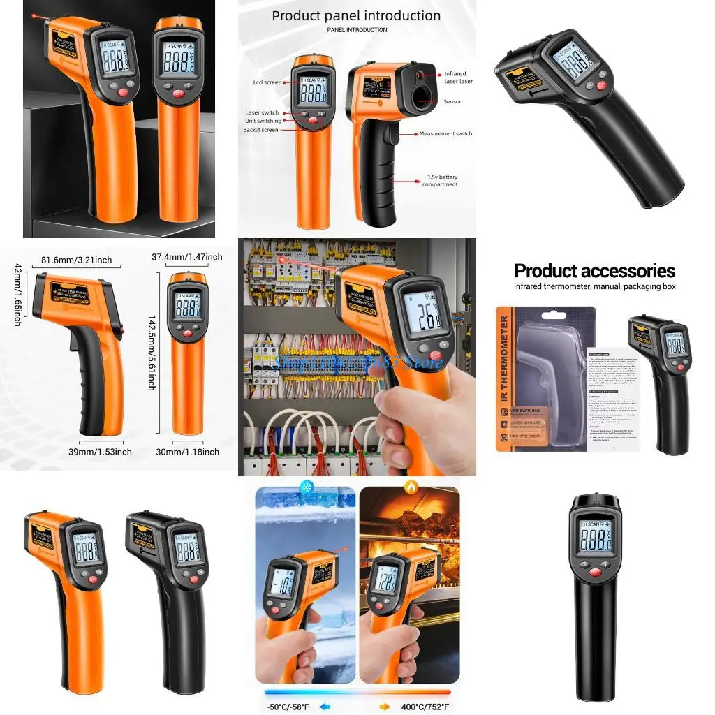 

Y6GD Digital IR Thermometers for Cooking,BBQ,Pizza Oven,Ir Thermometers with Backlight,-50℃～400℃ /-58℉～752℉