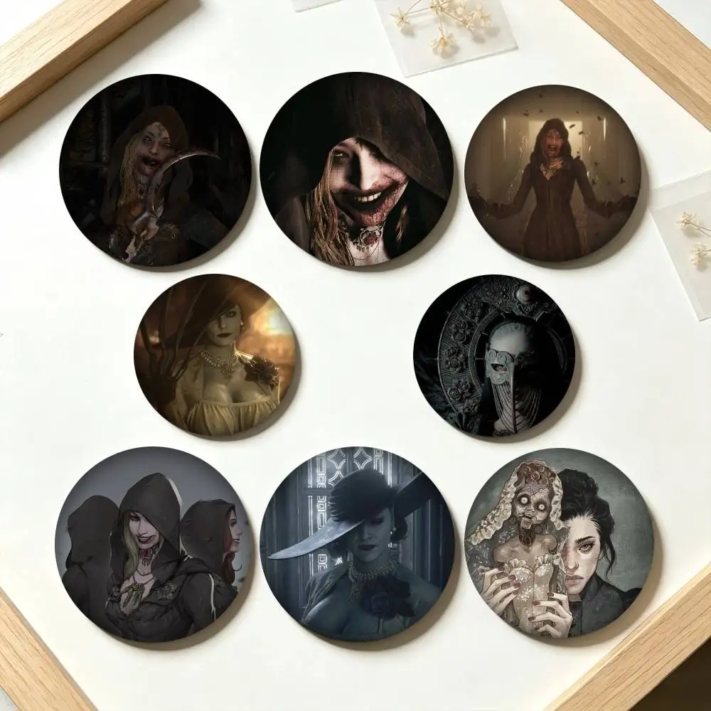 R-Resident Evil Village Horror Game 25mm 32mm 44mm 58mm 75mm Brooches Badges Pins for Accessories Gift