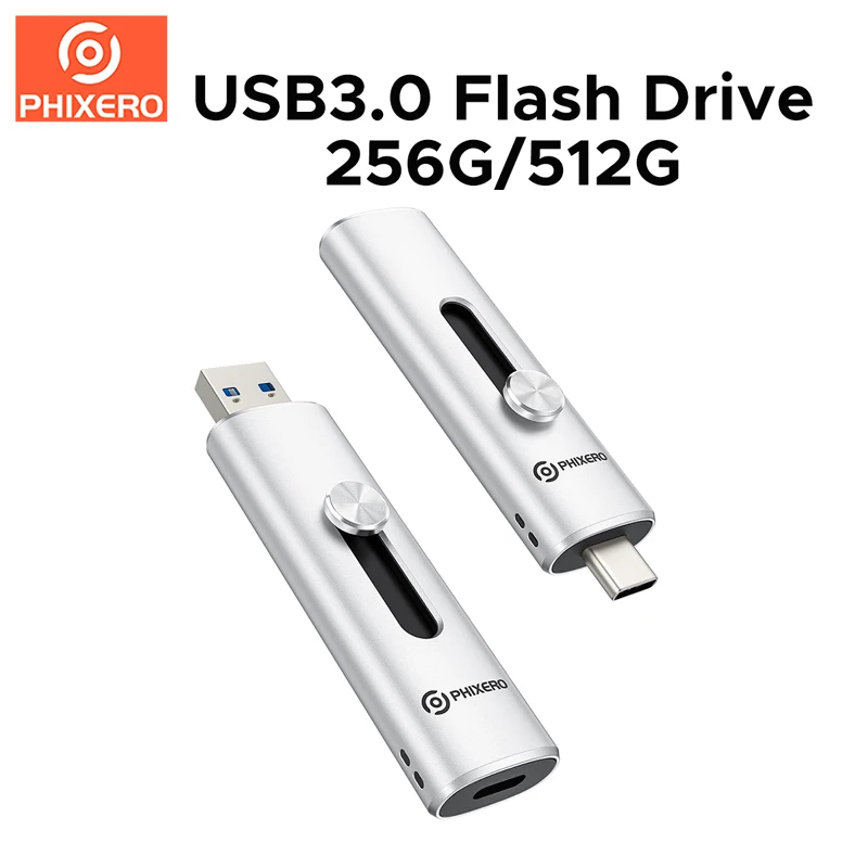 PHIXERO High Speed USB Flash Drive 512GB 256GB USB 3.0 Pen Drive for Type C Android PC - Data Storage And Transfer Cle Stick