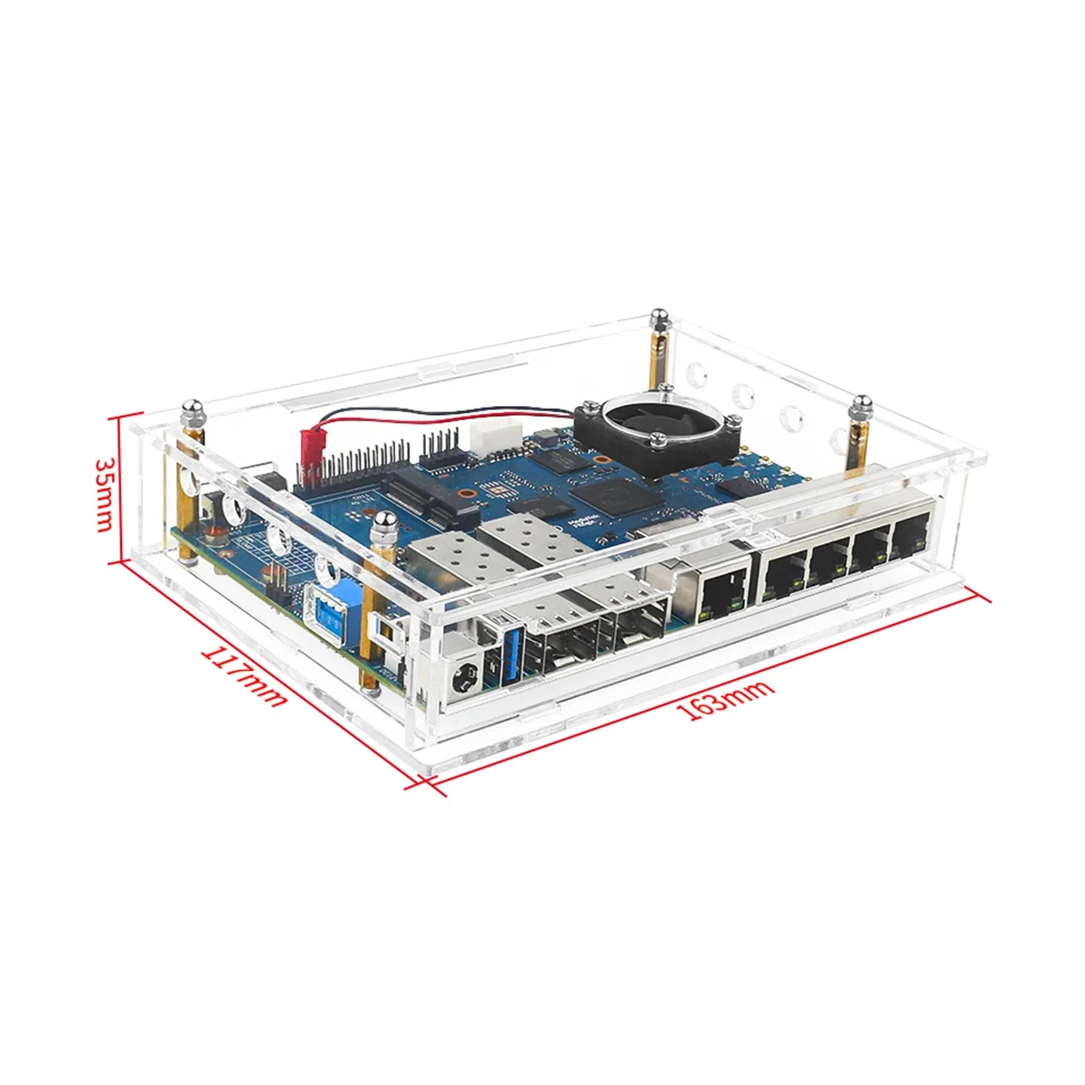 Acryl Schutzhülle Fall mit Lüfter für Banane Pi R3 BPI-R3 Development Board Zubehör