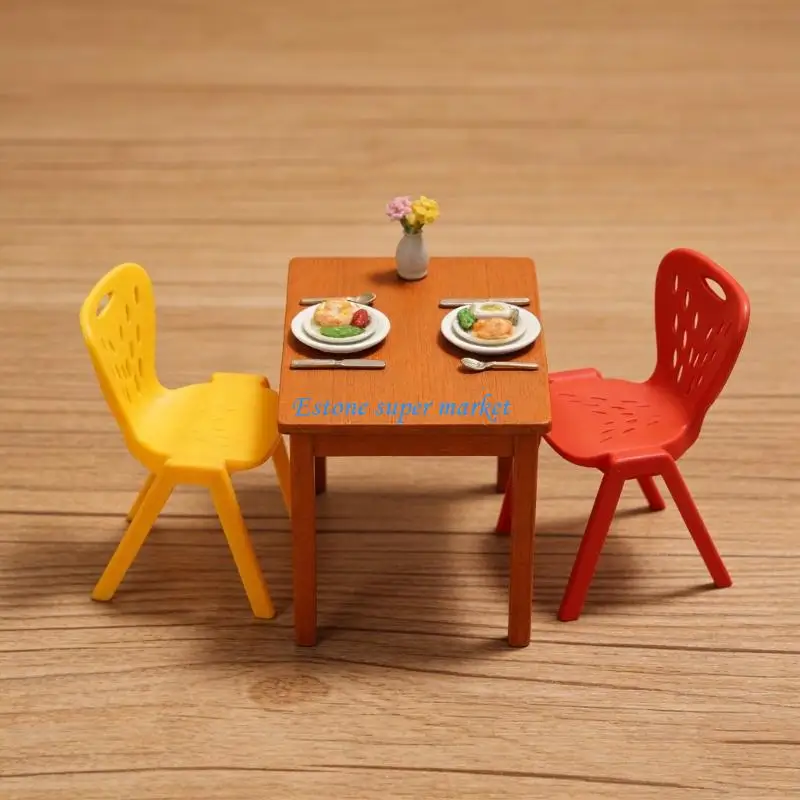 090B Children Doll House Chair Model Figurine Simulation Miniature Chair Scene Setting