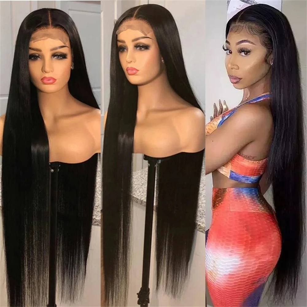 Straight Hair 4x4 Lace Closure Wig Cranberry Hair Remy Brazilian Transparent Lace Front Human Hair Wigs For Women 180% Density