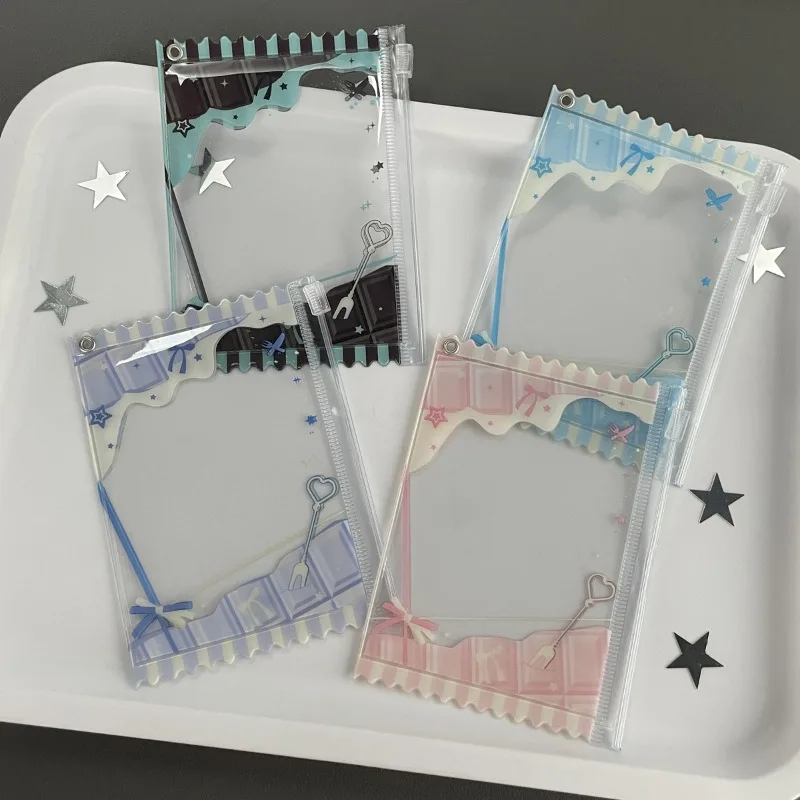 

Latte Cream PVC Zipper Photo Card Holder Hard Case for Photocards Kawaii Badge Display Fit Collectible Cards Cover Kids Gift