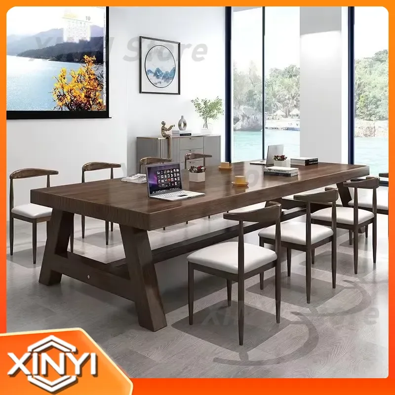 Solid Wood Conference Desk for Office Meeting Room Workbench for Negotiation Small Meeting Desk and Chair Set for Home Office