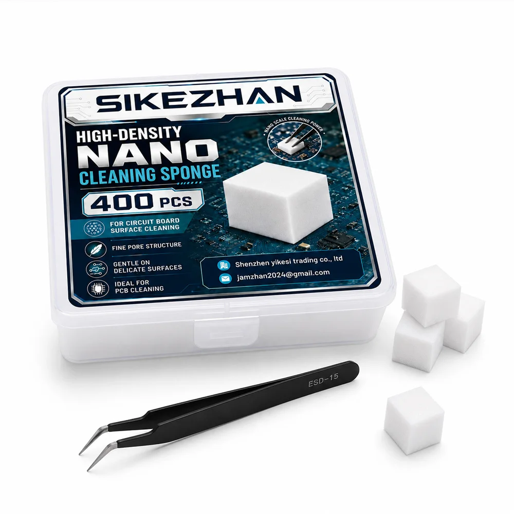 High Density Nano Cleaning Sponge 400PCS with ESD Tweezers for PCB Circuit Board Electronics Detail Surface Cleaning Tool