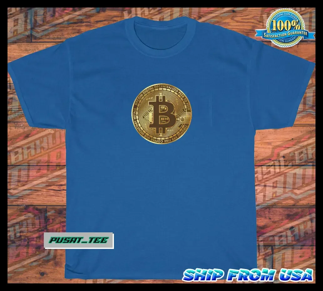 NEW Bitcoin BTC Gold American Funny Logo Men's TShirt SIZE S-5XL Blue Navy Red