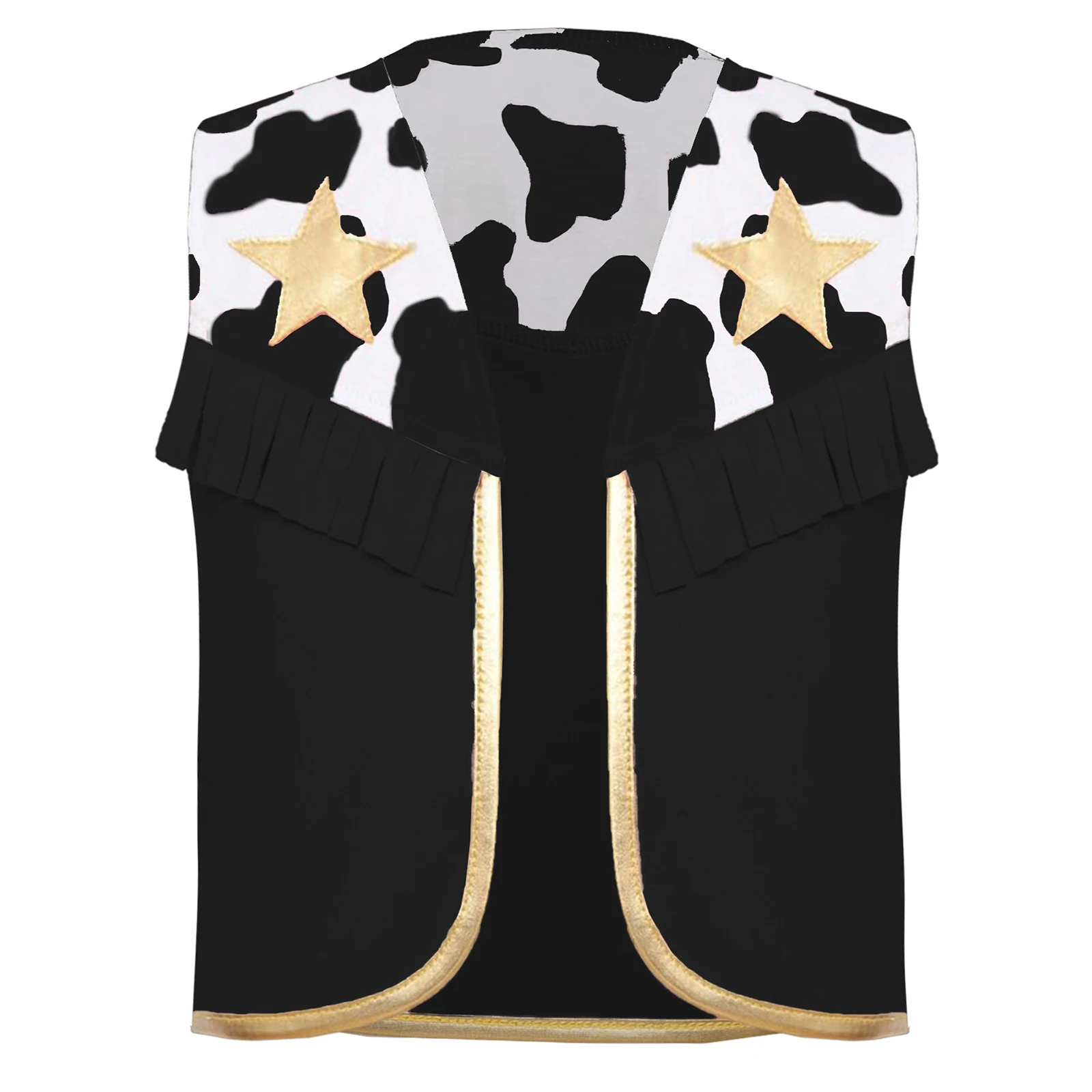 

Baby Girls Boys Cow Pattern Fringe Cowboy Vest Western Cowboy Costume Kids Wrangler Halloween Costume Dress Up Party Outfits