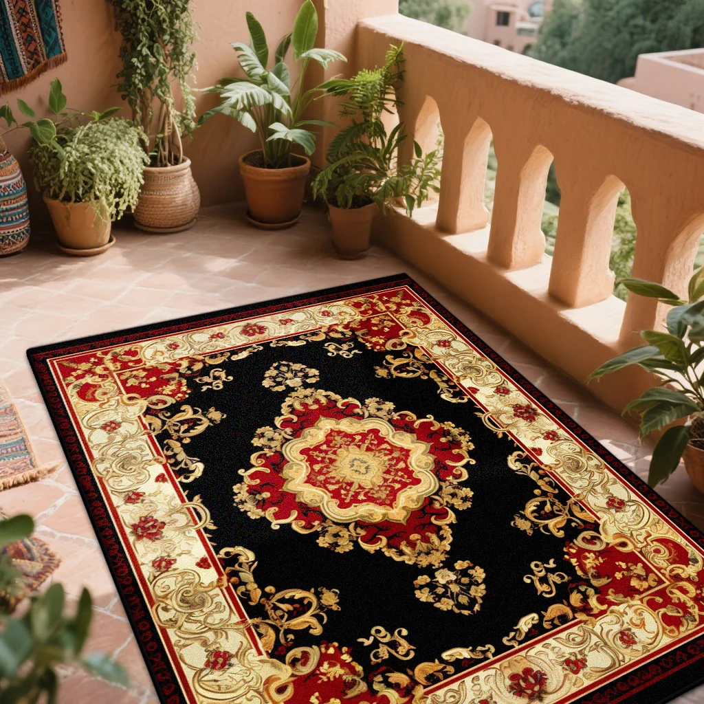 

Красный персидский ковер в стиле ретро для комнат, нескользящее украшение, домашние коврики в стиле бохо, моющиеся коврики LIVE ROOM RUG, богемные журнальные столики, коврик для спальни