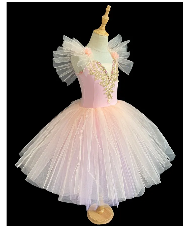 Profissional romântico tutu longo tule tutus ballet saias tutu para meninas trajes de bailarina vestido de dança do lago cisne