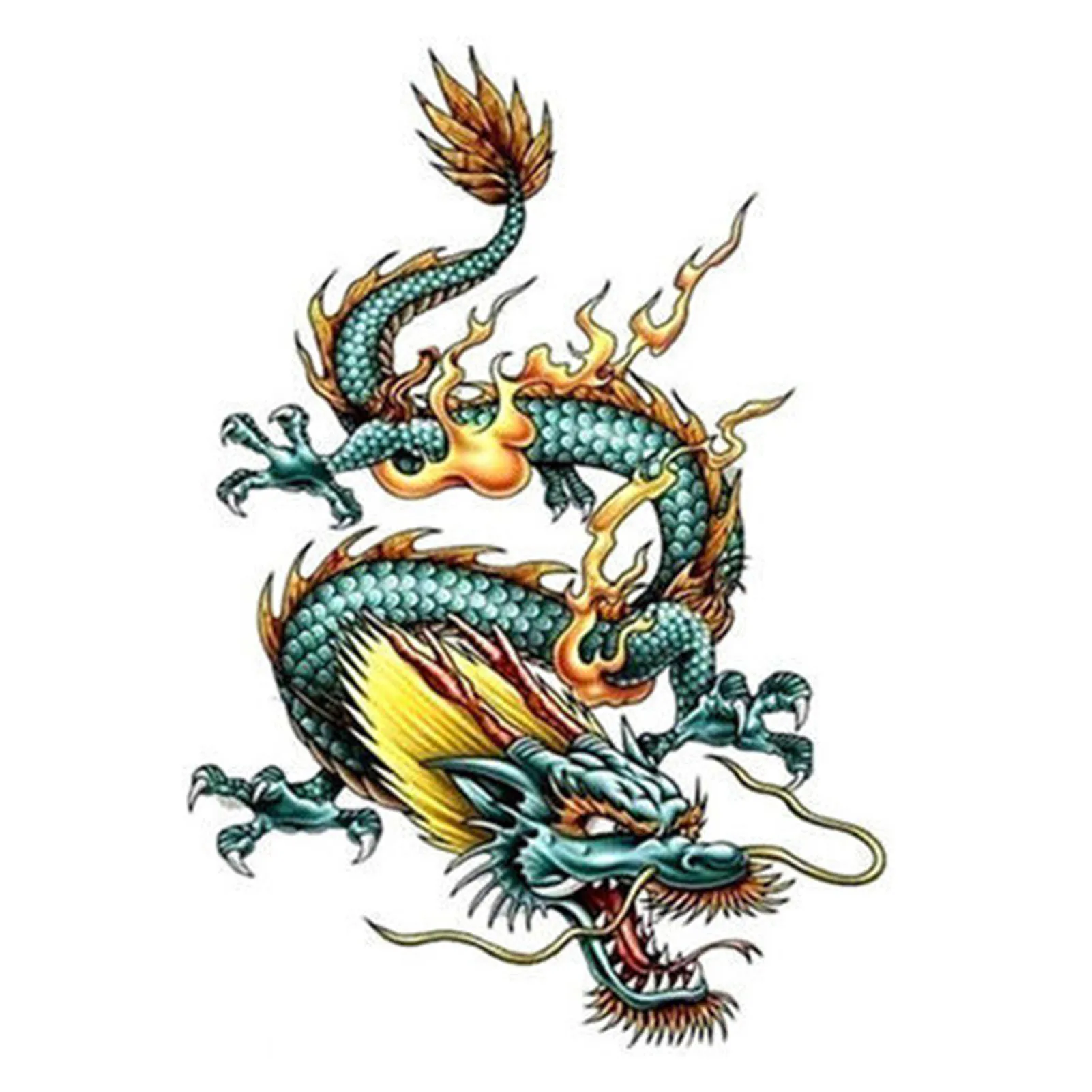 Kleurrijke Groene Dragon Tattoo Stickers Zweetbestendig Half Arm Kalf Tattoo Stickers Geschikt Voor Mannen En Vrouwen