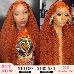 13x4 Orange Ginger Lace Front Wig 13x6 HD Lace Front Human Hair Wig Curly Human Hair Wigs For Women 30Inch Deep Wave Frontal Wig