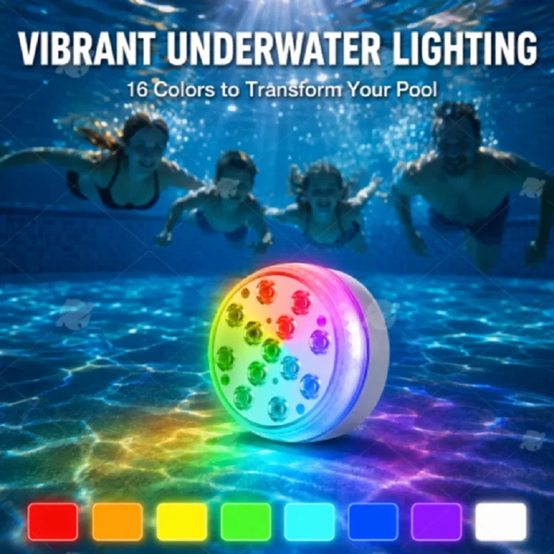 Updated Submersible 13LED RGB Underwater Light IP68 Remote Control Bright Lamp for Swimming Pool Pond Aquarium