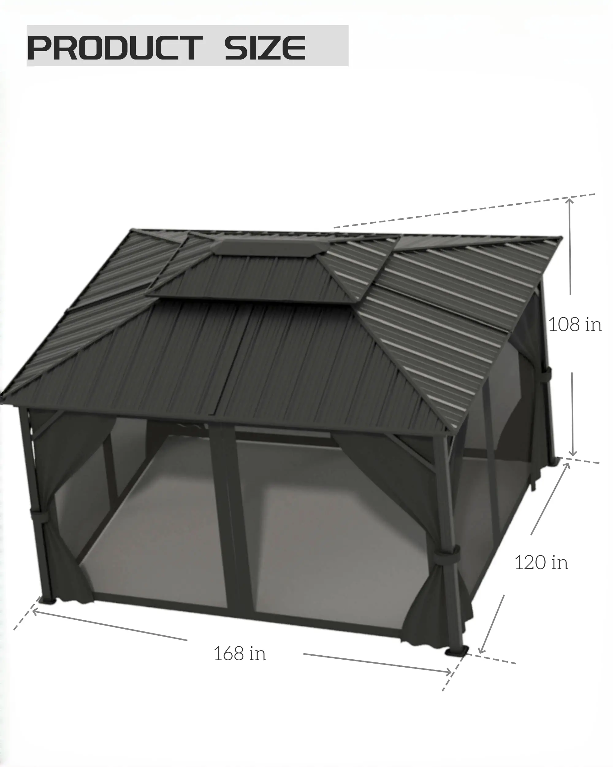 #Hot Sale Modern Design Customized Pavilion Sustainable PVC Powder Coating Screen Double Roof Aluminum Hardtop Gazebo