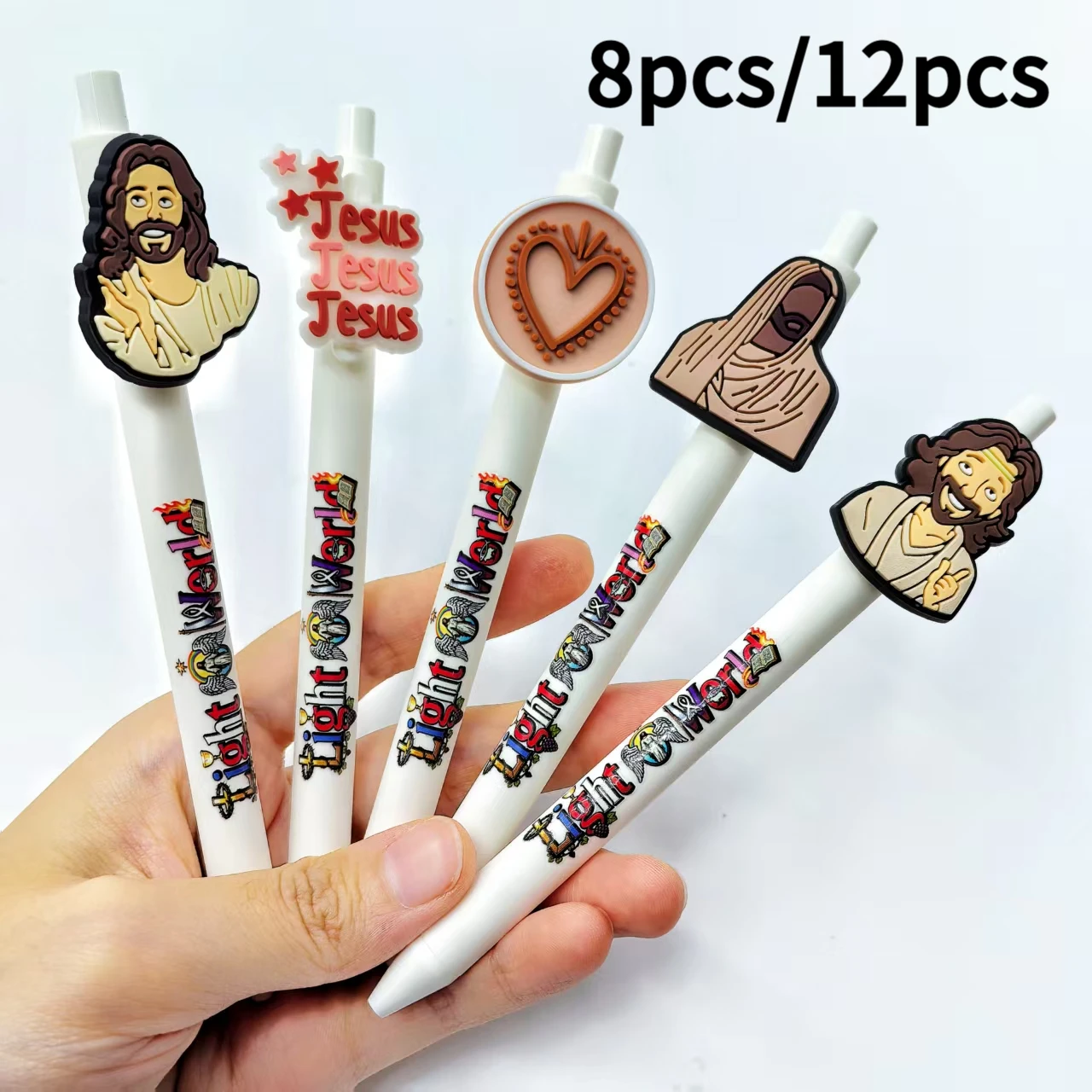 8pcs/12pcs Religious belief Ballpoint pens, religious culture theme scripture copying pens, Jesus Redemption gift stationery