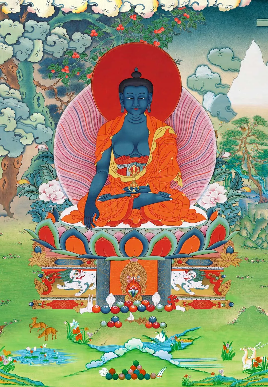 

Akshobhya Thangka,Gandhanra Tibetan Buddhist Thangka Art,Giclee Printed and Hand Framed,47" × 32"