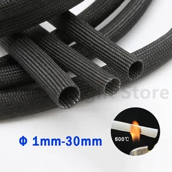 Fiberglass insulating hose high temperature 600 ° C Ø 1mm - 45mm cable protection black