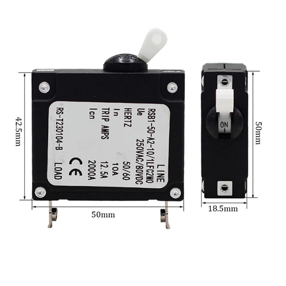 1pc Hydraulic Electromagnetic Circuit Breaker Overload Protector 10A For UPS Power Systems Accessories