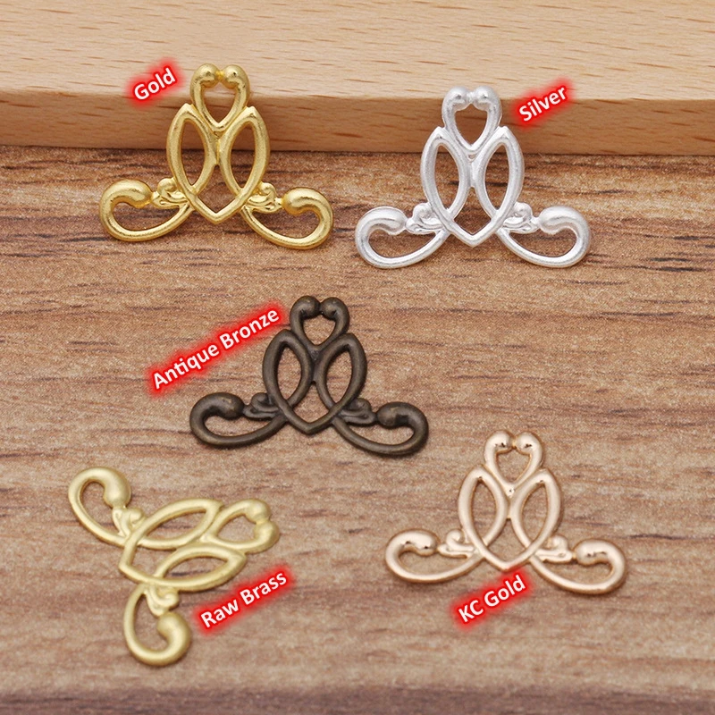 BoYuTe Wholesale 15*20mm European Brass Flower Charms Multi‑Color Filigree Flower Pieces DIY Jewelry Making Findings Supplies
