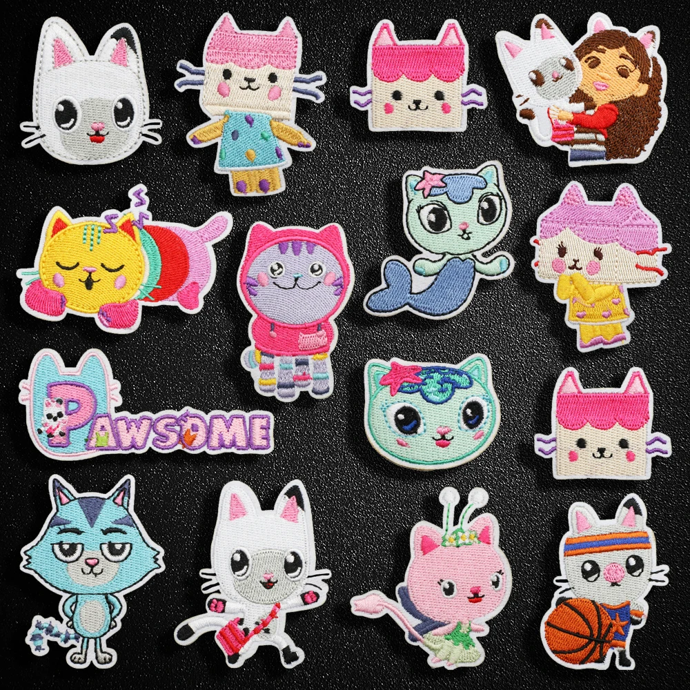 Parches bordados de pata de gato creativos de dibujos animados para ropa, parches para planchar DIY para ropa, insignias de apliques termoadhesivos