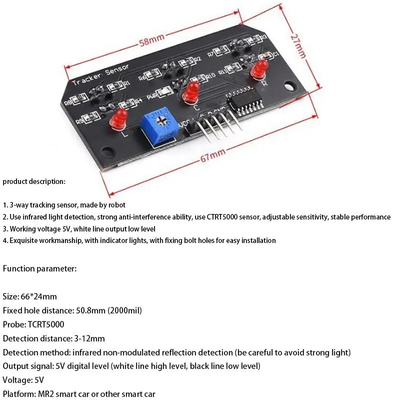 Infrared Reflective Sensor TCRT5000 3-way tracing/tracking module line patrol obstacle avoidance car robot sensor module