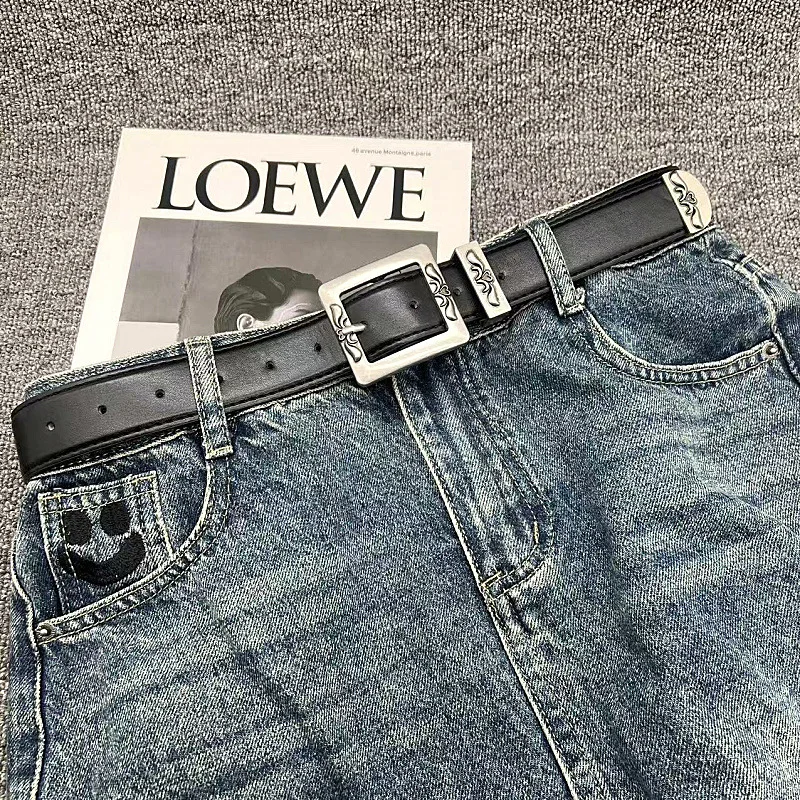 

Роскошный бренд, готический Y2K, женские и мужские ремни, готические женские ремни в стиле хип-хоп, панк, заклепки, скелетный принт, пояс, джинсовый пояс