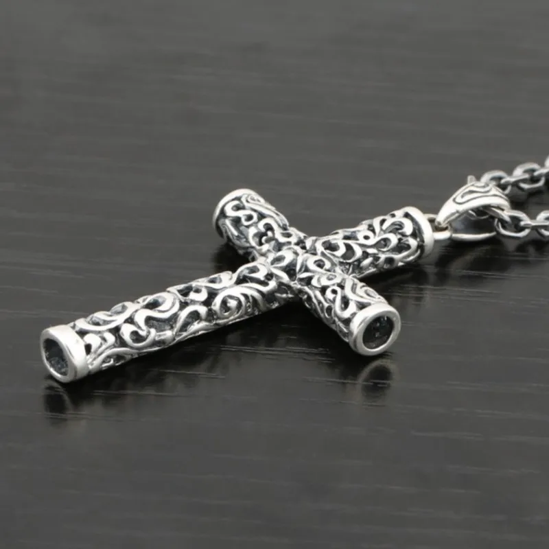 BOCAI S925 Sterling Silver Pendants for Men Women New Fashion Hollow Eternal Rattan Cross Argentum Amulet Jewelry Wholesale