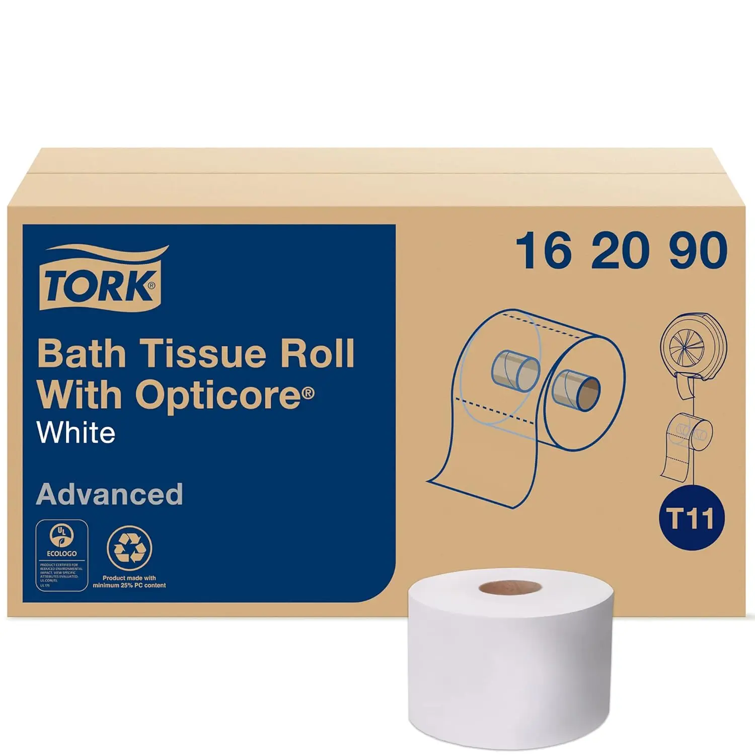 

Mid-size Toilet Paper Roll White T11, Advanced 2-ply, 36 x 865 Sheets, Premium Quality for Home Use