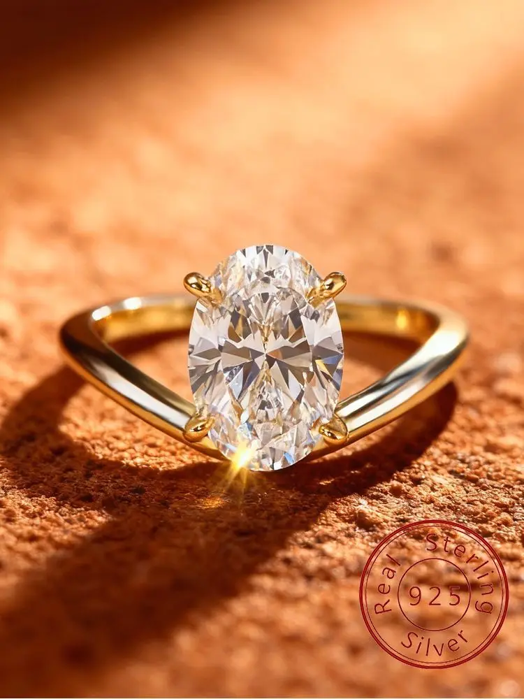 

Модное кольцо из стерлингового серебра 925 пробы с V-образным овальным цирконом для женщин, обручальное кольцо на годовщину свадьбы, высокое качество, минимализм, ювелирные изделия