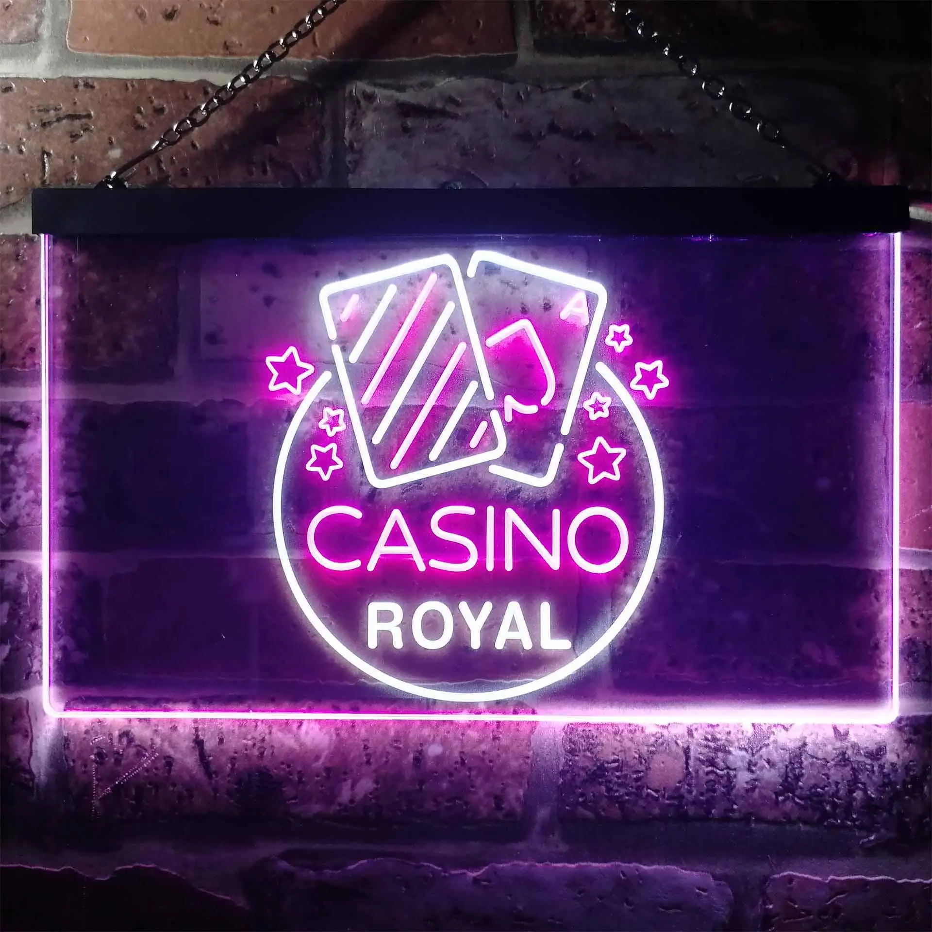 

Двухцветная светодиодная неоновая вывеска Casino Royal st6-i2708