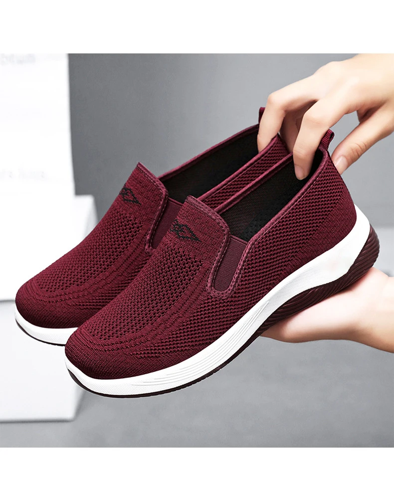 Women\'s Shoes Soft Sole Cloth Shoes Large Women Casual Mesh Shoes Autumn Slip on Sneakers Women\'s Vulcanized Shoe Zapatos Mujer