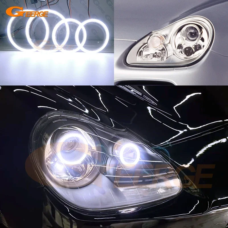 For Porsche Cayenne 955 9PA 2002 2003 2004 2005 2006 DRL Ultra Bright COB Led Angel Eyes Kit Halo Rings Car Refit Accessories