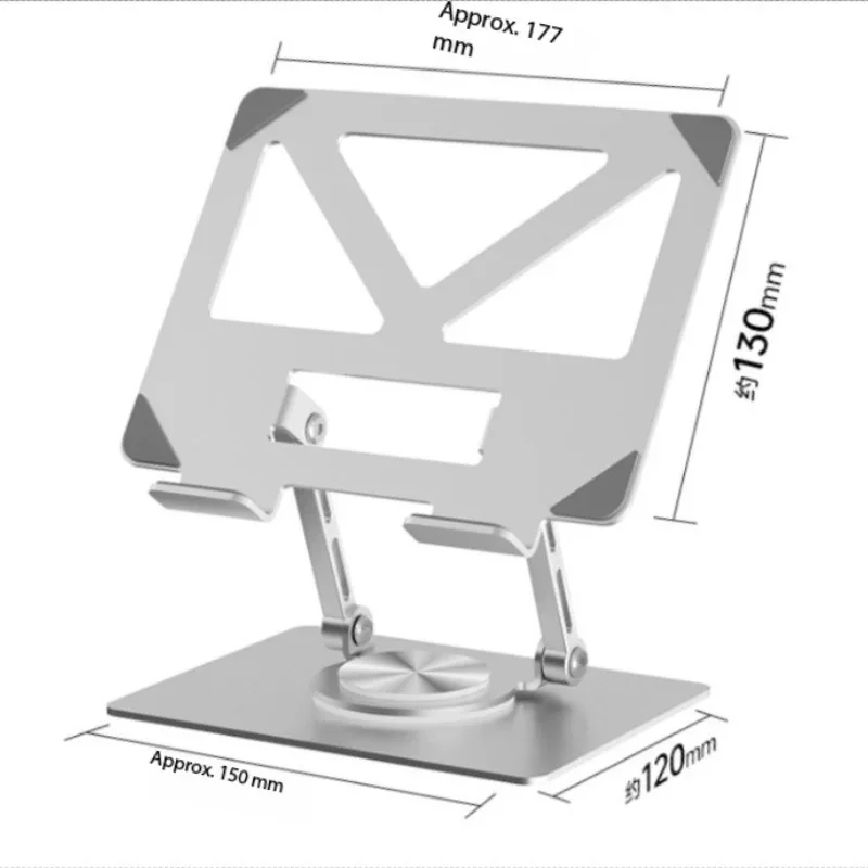 Dudukan Tablet dapat dilipat, perangkat belajar IPad untuk kantor rumah berputar 360 derajat kompatibel dengan pemegang Desktop yang dapat disesuaikan