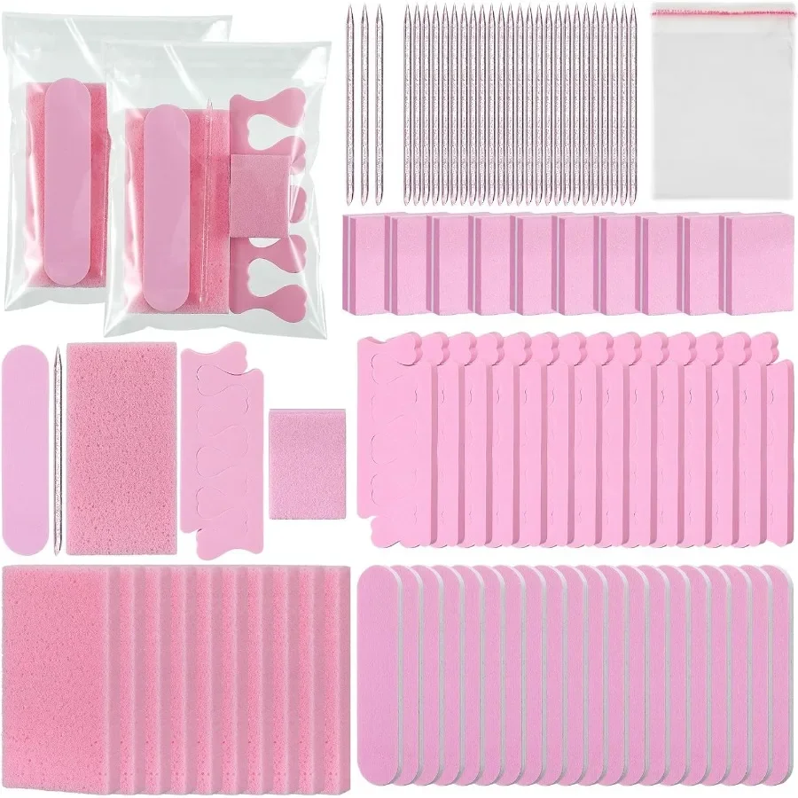 50 Sets Disposable Pedicure Kit Individually Packaged with 5 in 1 Tools Including Pumice Stone Nail File 80 100 Grit Mini Buffe