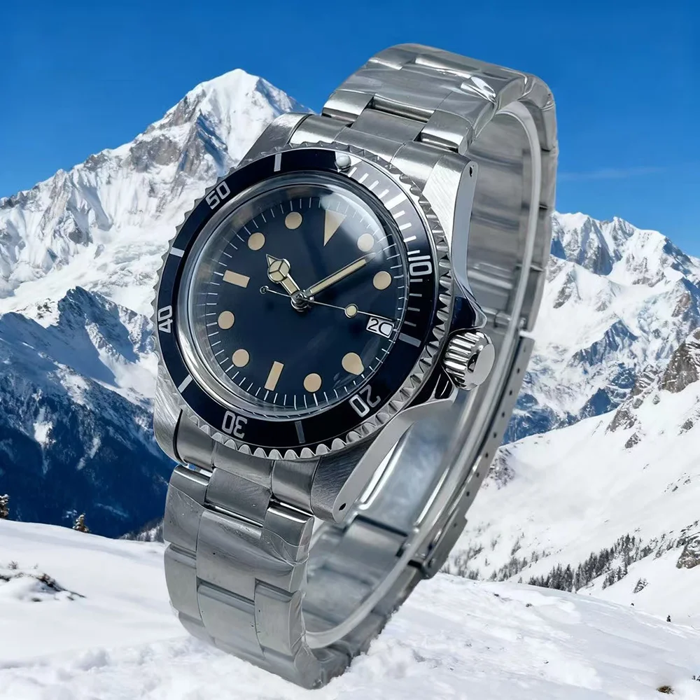 39.5mm retro diving men's wristwatch, Chinese NH35 automatic movement, 20MM strap, retro Submariner