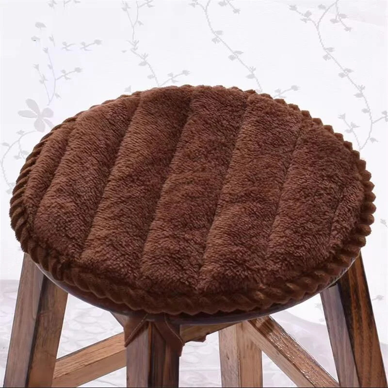 Simple Style Solid Color Anti-slip Stool Pads Autumn Winter Plush Round Shape Cushion Modern Home Decoration Thicken Seat Mat