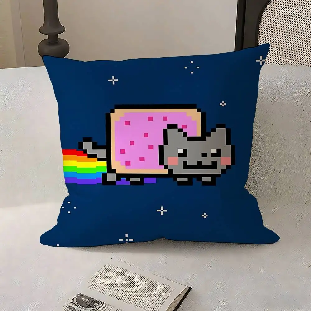 لطيف N-نيان القطط آرت صانع حالة أفخم النسيج لينة المخدة مزدوجة الوجهين طباعة غطاء الوسادة الهدايا المنزلية