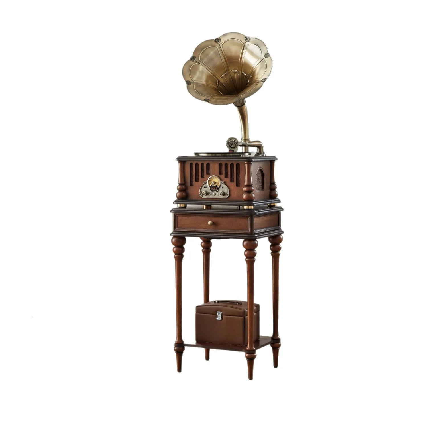 Speaker Phonograph Vinyl Record Player Audio, Record Player C-598 Bluetooth Dual Channel Wooden Speaker