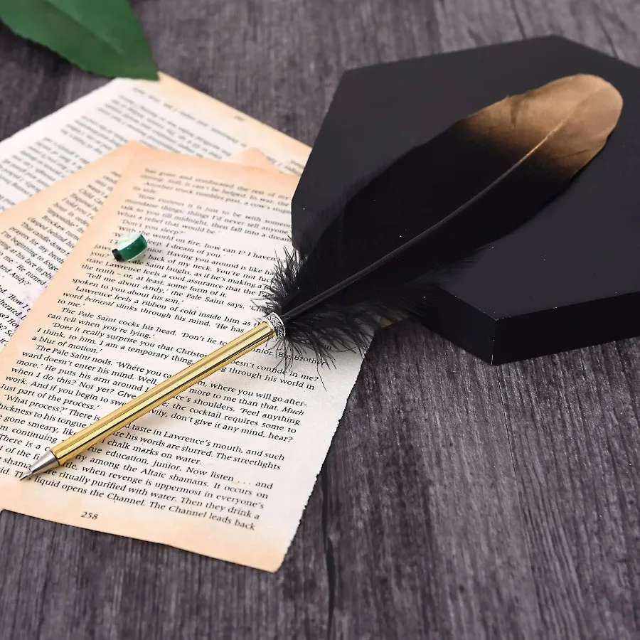 For  50 Pcs Colorful Feather Ballpoint Pen Nature Feather Pen Cool Gift for Students Teachers Office Stationery