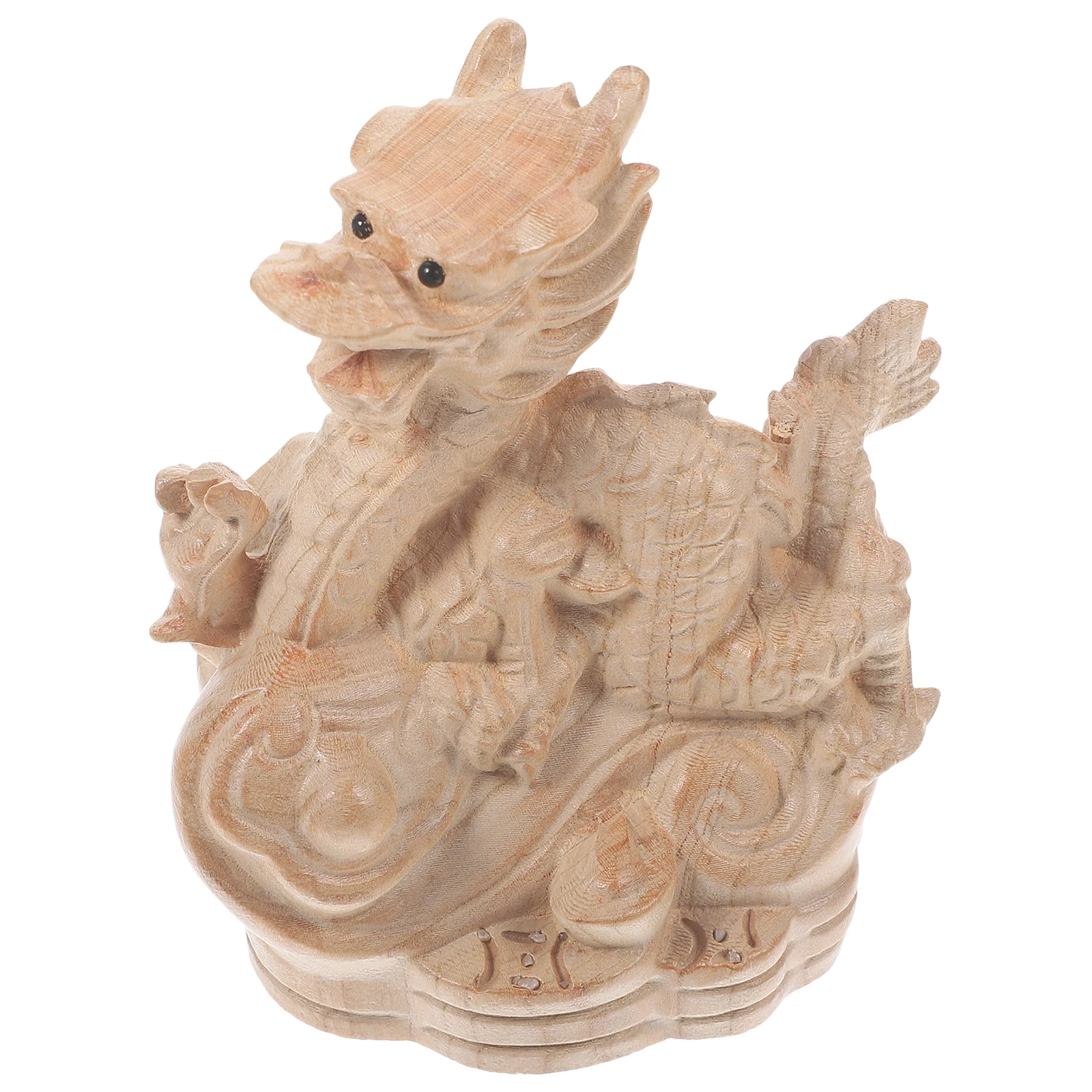 

Wood Dragon Statue Chinese Dragon Decoration Auspicious For Office Home Desk Decorative Ornament Wealth Prosperity Sculpture