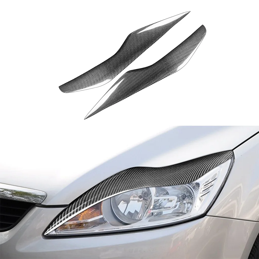 

Car Headlight Head Lamp Eyebrow Eyelids Sticker Trim Cover For Ford Focus 2 MK2 2008 2009 2010 Real Carbon Fiber