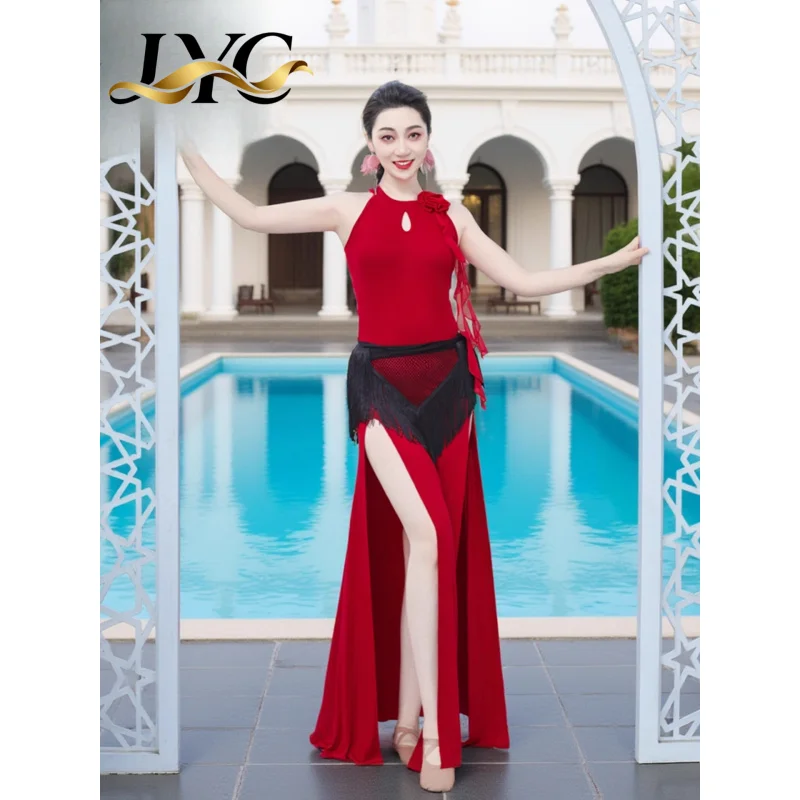 Nowa sukienka do ćwiczeń tańca brzucha ukrywająca brzuch, kostium sceniczny dla kobiet