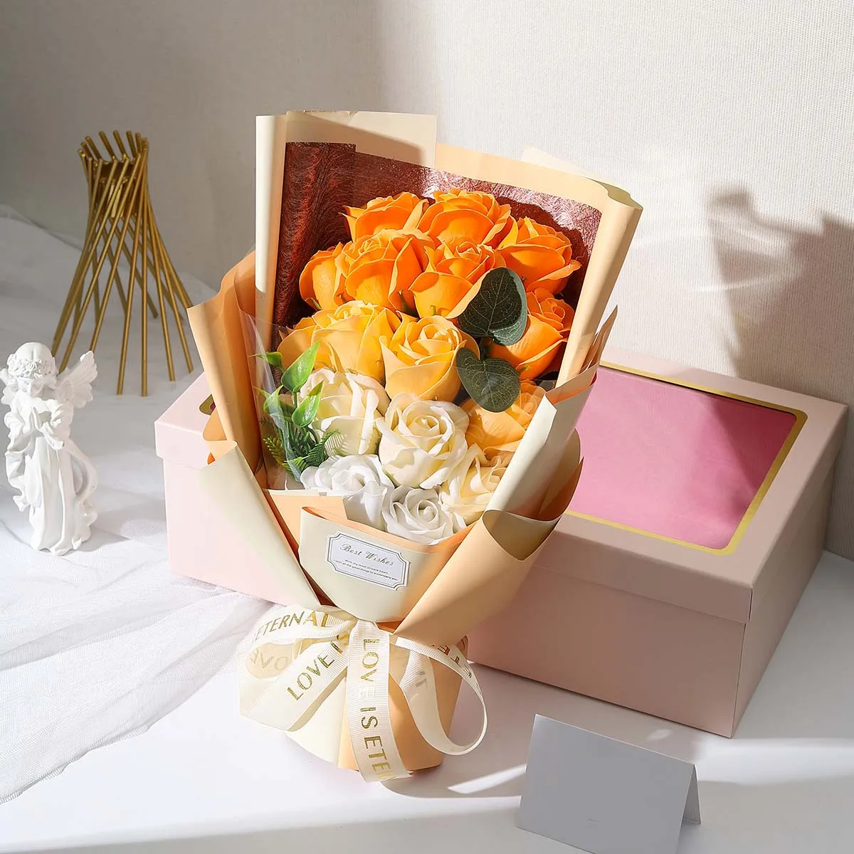 Artificial Soap Flower Rose Bouquet Gift Bags Valentine\'s Day Birthday Gift Wedding Home Decor 18 Rose Soap Bouquet Gift box