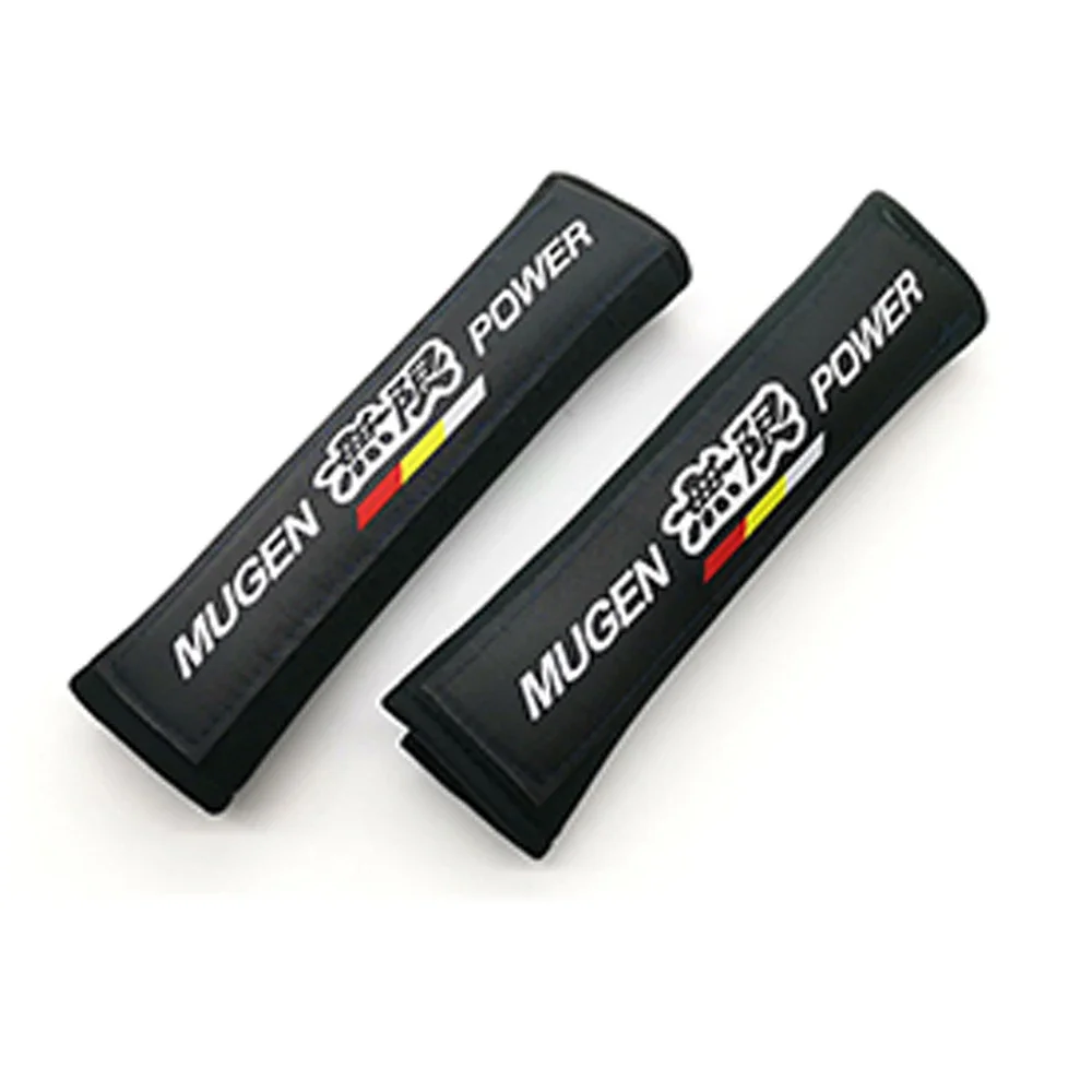 New JDM Mugen Style With Mugen Logo Embroidery Power Car Seat Belt Cover Pad Shoulder Cushion Fit For Honda Accord Civic 2Pcs