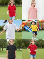 Summer solid color polo shirt for boys and girls aged 1-14, outdoor sports short sleeved shirt